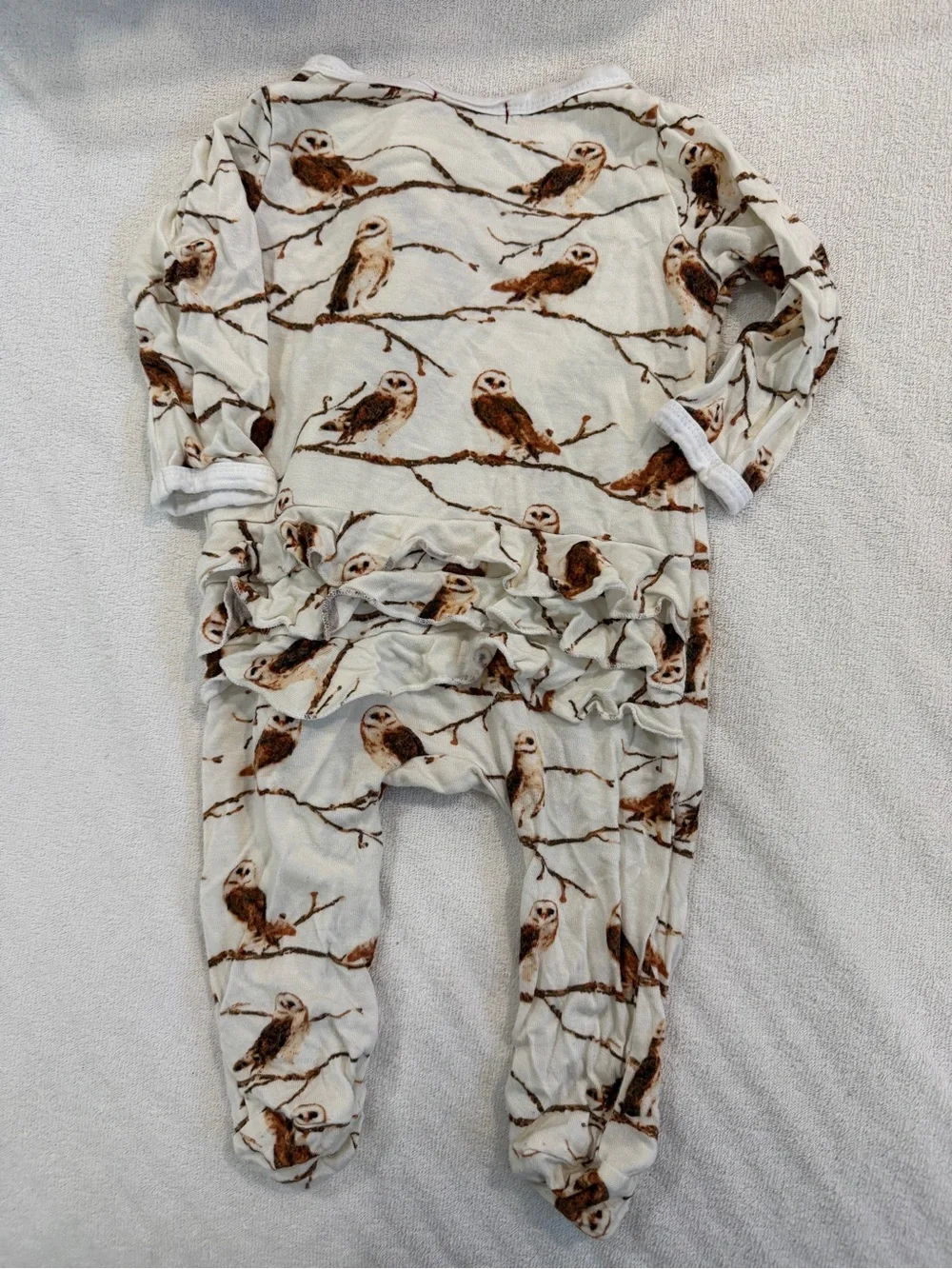 milkbarn 6-9M owl footed footies with matching hat